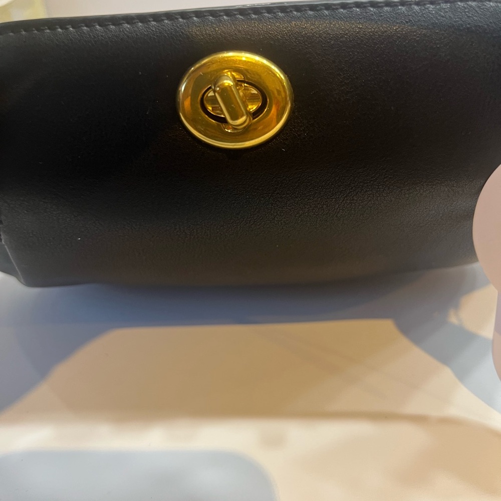 Melie Bianco Black Vegan Shoulder Bag and crossbody with Gold Accents - Picture 4 of 14